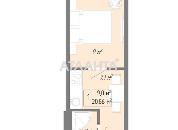 1-комнатная квартира по адресу Небесной Сотни пр. (площадь 26 м²) - Atlanta.ua - фото 16
