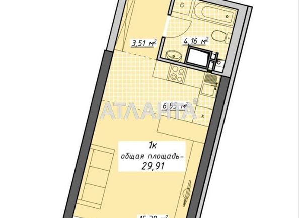 1-кімнатна квартира за адресою Курортний пров. (площа 29,9 м²) - Atlanta.ua - фото 6
