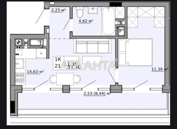 1-room apartment apartment by the address st. Orlika Pilipa (area 35,4 m²) - Atlanta.ua - photo 3