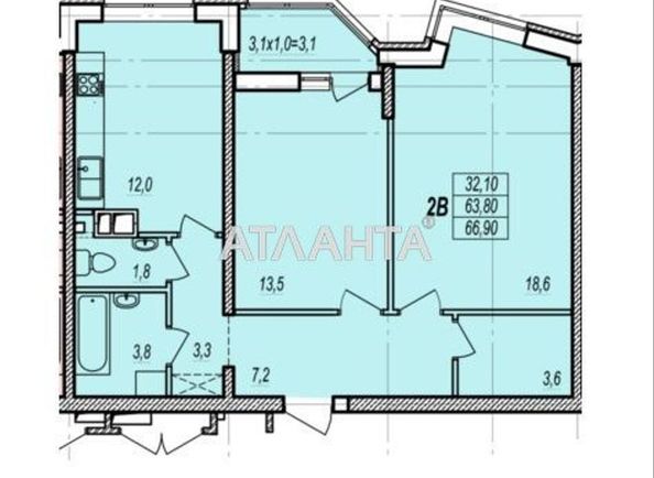 2-rooms apartment apartment by the address st. Prokhorovskaya Khvorostina (area 67,4 m²) - Atlanta.ua