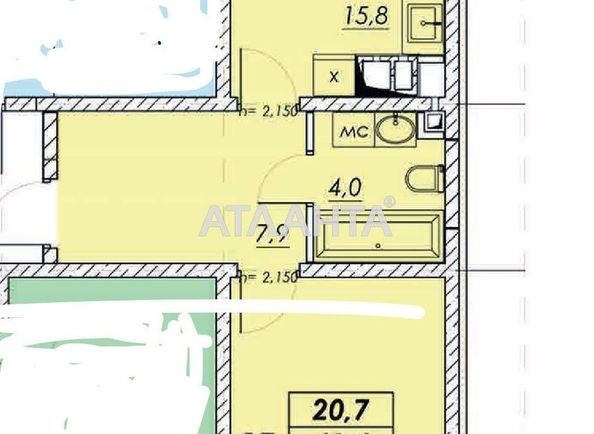 1-room apartment apartment by the address st. Prokhorovskaya Khvorostina (area 51,6 m²) - Atlanta.ua