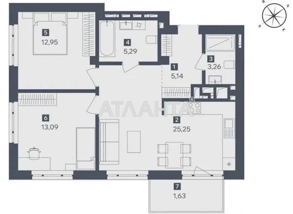 2-кімнатна квартира за адресою вул. Володимира Великого (площа 66,7 м²) - Atlanta.ua - фото 8