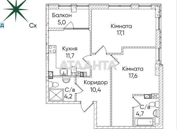 2-rooms apartment apartment by the address st. Paustovskogo (area 70,6 m²) - Atlanta.ua - photo 5