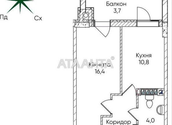 1-room apartment apartment by the address st. Paustovskogo (area 39,3 m²) - Atlanta.ua - photo 3