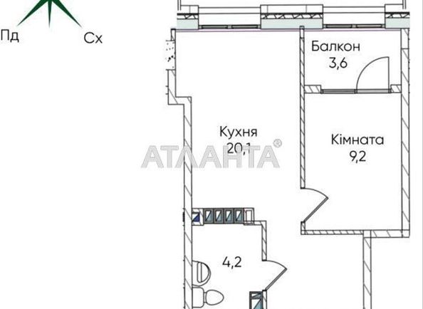 1-room apartment apartment by the address st. Paustovskogo (area 37,2 m²) - Atlanta.ua - photo 4