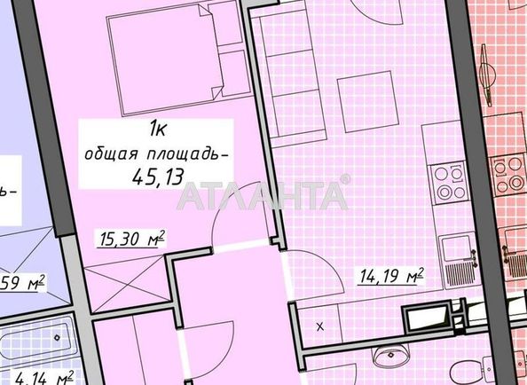 1-комнатная квартира по адресу Курортный пер. (площадь 45,1 м²) - Atlanta.ua - фото 2