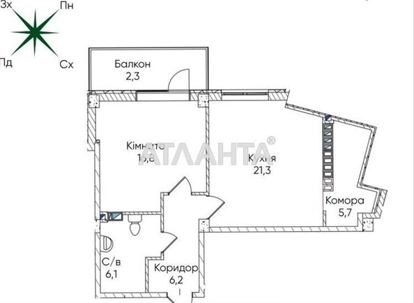1-room apartment apartment by the address st. Paustovskogo (area 58,4 m²) - Atlanta.ua - photo 2