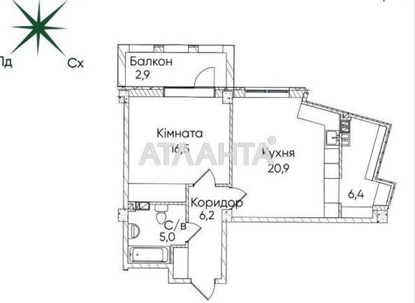 1-room apartment apartment by the address st. Paustovskogo (area 57,9 m²) - Atlanta.ua