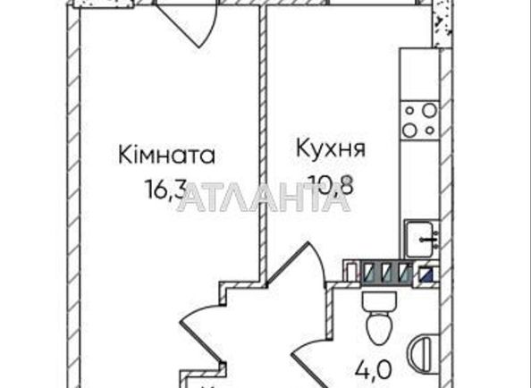 1-room apartment apartment by the address st. Paustovskogo (area 38,8 m²) - Atlanta.ua