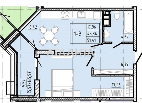 1-кімнатна квартира за адресою вул. Франка Івана (площа 51,4 м²) - Atlanta.ua