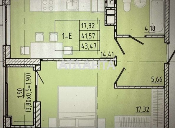 1-кімнатна квартира за адресою вул. Франка Івана (площа 43,5 м²) - Atlanta.ua