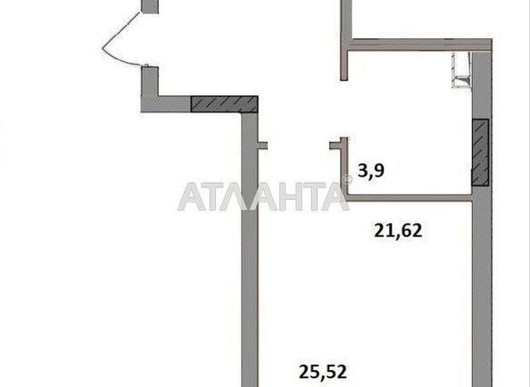 1-кімнатна квартира за адресою вул. Бочарова ген. (площа 25,5 м²) - Atlanta.ua