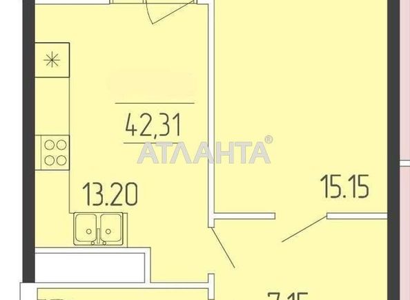 1-комнатная квартира по адресу ул. Краснова (площадь 42,3 м²) - Atlanta.ua - фото 2