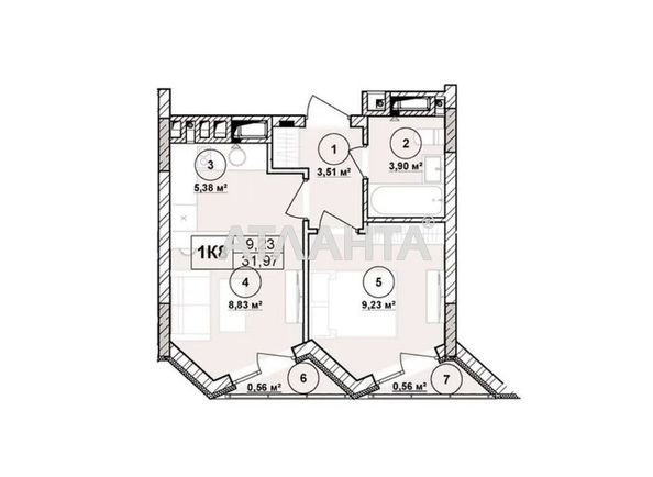 1-room apartment apartment by the address st. Lemkovskaya ul (area 32 m²) - Atlanta.ua - photo 2