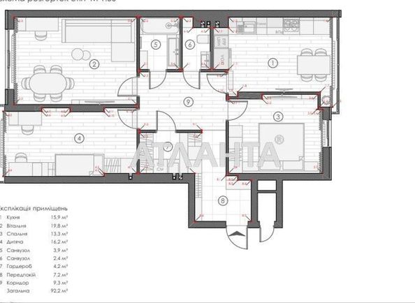 3-комнатная квартира по адресу ул. Владимира Великого (площадь 92,2 м²) - Atlanta.ua - фото 36