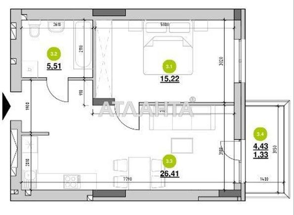 1-room apartment apartment by the address st. Rudnenska (area 49,7 m²) - Atlanta.ua - photo 9