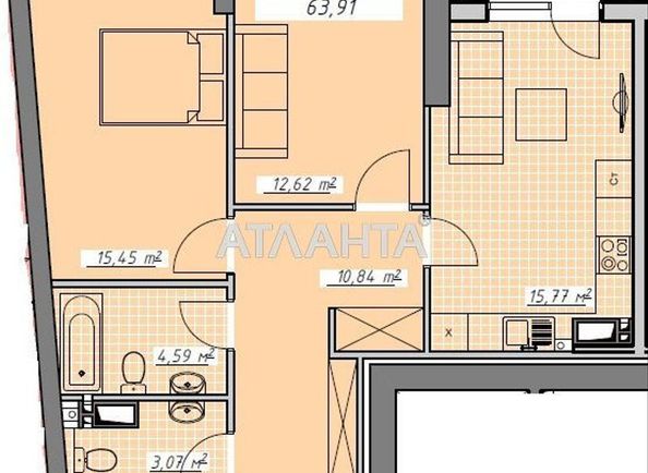 2-комнатная квартира по адресу Курортный пер. (площадь 63,7 м²) - Atlanta.ua