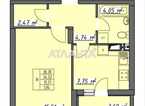 1-room apartment apartment by the address st. Vorobeva ak (area 36,5 m²) - Atlanta.ua - photo 12