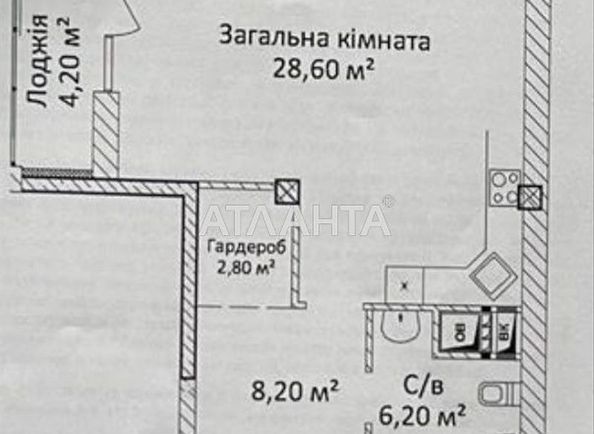 1-room apartment apartment by the address st. Evreyskaya Bebelya (area 47,9 m²) - Atlanta.ua - photo 2