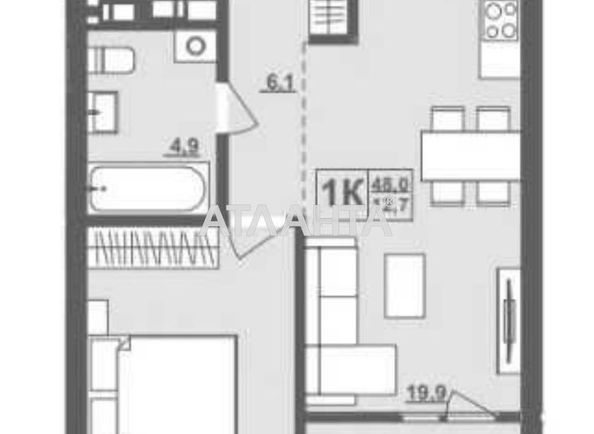 1-кімнатна квартира за адресою вул. Грушевського (площа 48,8 м²) - Atlanta.ua - фото 17