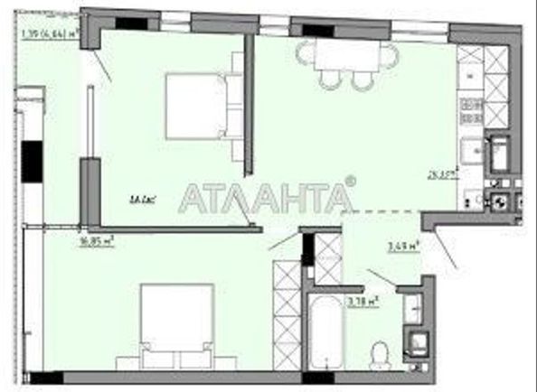 2-кімнатна квартира за адресою вул. Орлика Пилипа (площа 60 м²) - Atlanta.ua - фото 3