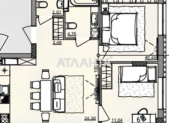 2-комнатная квартира по адресу ул. Бочарова ген. (площадь 56,8 м²) - Atlanta.ua - фото 7