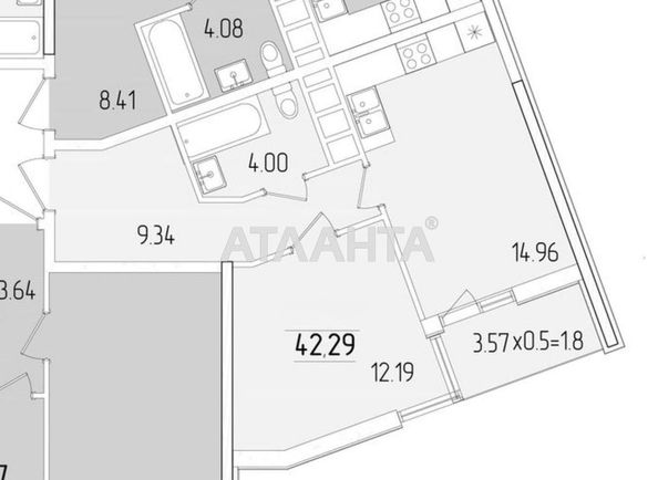 1-комнатная квартира по адресу ул. Краснова (площадь 42,3 м²) - Atlanta.ua