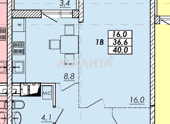 1-кімнатна квартира за адресою вул. Прохорівська (площа 38,9 м²) - Atlanta.ua