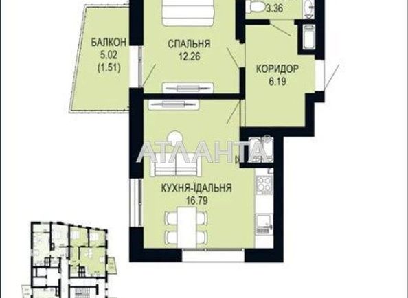 1-кімнатна квартира за адресою Щурата В. Вул. (площа 40,1 м²) - Atlanta.ua - фото 2