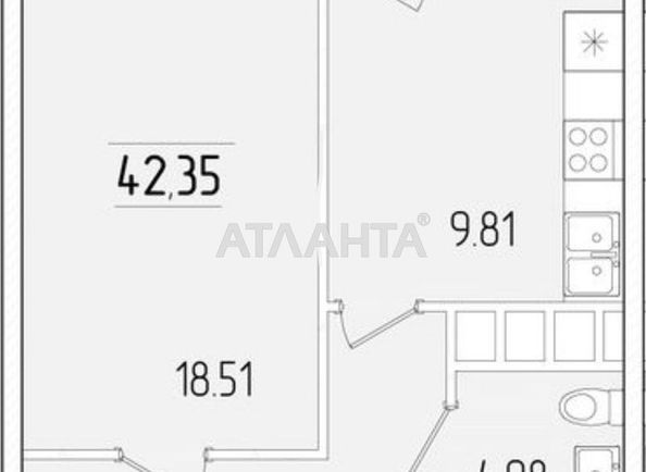 1-комнатная квартира по адресу ул. Краснова (площадь 42,4 м²) - Atlanta.ua - фото 5