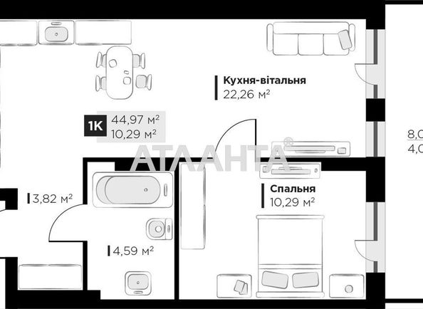 1-room apartment apartment by the address st. Galitskaya (area 45,0 m²) - Atlanta.ua - photo 5
