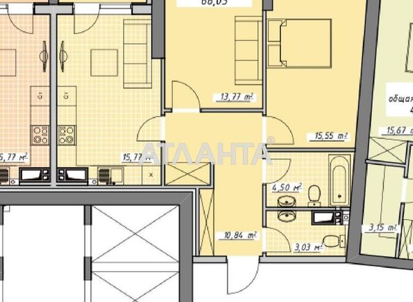 2-rooms apartment apartment by the address st. Kurortnyy per (area 66,0 m²) - Atlanta.ua - photo 2