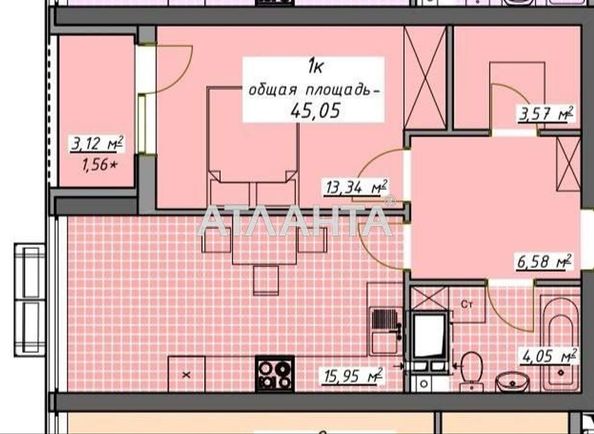 1-room apartment apartment by the address st. Kurortnyy per (area 45,1 m²) - Atlanta.ua