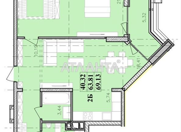 2-rooms apartment apartment by the address st. Franko Ivana (area 70,1 m²) - Atlanta.ua - photo 3