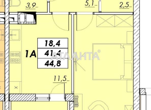 1-room apartment apartment by the address st. Prokhorovskaya Khvorostina (area 44,8 m²) - Atlanta.ua