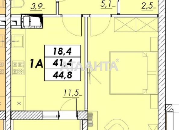 1-room apartment apartment by the address st. Prokhorovskaya Khvorostina (area 44,8 m²) - Atlanta.ua - photo 2