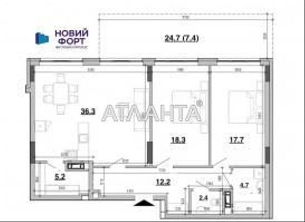 2-rooms apartment apartment by the address st. Volynskaya ul (area 104 m²) - Atlanta.ua - photo 3