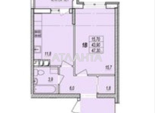 1-room apartment apartment by the address st. Prokhorovskaya Khvorostina (area 47,3 m²) - Atlanta.ua - photo 5
