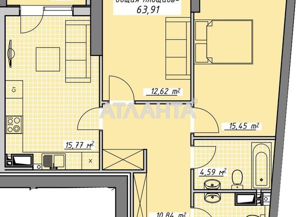 2-rooms apartment apartment by the address st. Kurortnyy per (area 63,5 m²) - Atlanta.ua - photo 6
