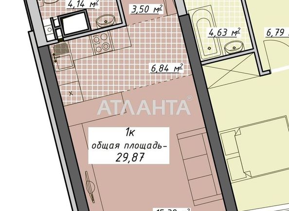 1-комнатная квартира по адресу Курортный пер. (площадь 29,9 м²) - Atlanta.ua - фото 2