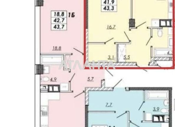 1-room apartment apartment by the address st. Ovidiopolskaya dor (area 43,3 m²) - Atlanta.ua - photo 4