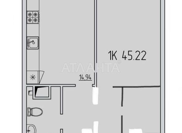 1-room apartment apartment by the address st. Zhemchuzhnaya (area 45 m²) - Atlanta.ua - photo 10