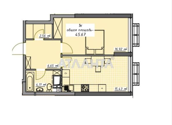 1-кімнатна квартира за адресою Курортний пров. (площа 45,7 м²) - Atlanta.ua - фото 3