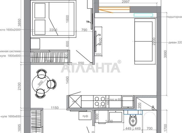 1-комнатная квартира по адресу ул. Краснова (площадь 41 м²) - Atlanta.ua - фото 22