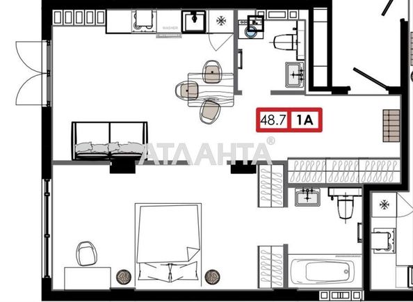 1-room apartment apartment by the address st. Marselskaya (area 48,7 m²) - Atlanta.ua - photo 6