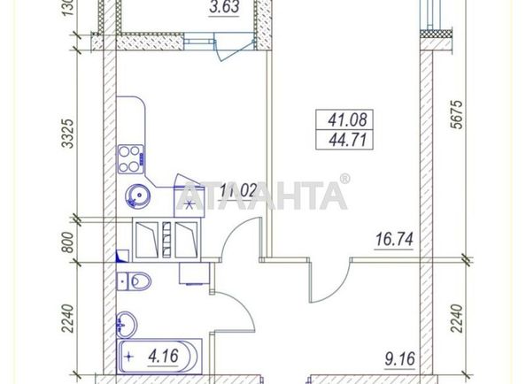 1-комнатная квартира по адресу ул. Среднефонтанская (площадь 44,7 м²) - Atlanta.ua