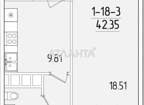 1-room apartment apartment by the address st. Krasnova (area 42,4 m²) - Atlanta.ua - photo 6