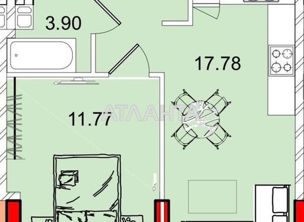 1-комнатная квартира по адресу Фонтанская дор. (площадь 38,2 м²) - Atlanta.ua