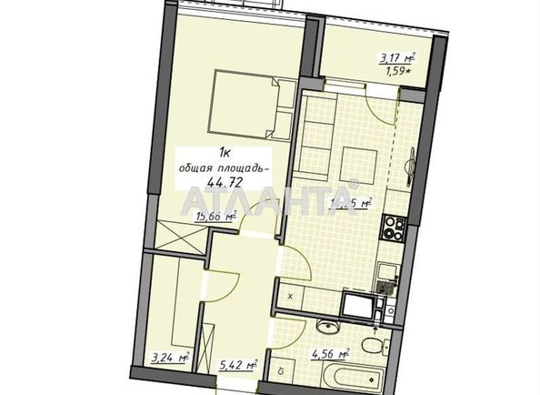 1-room apartment apartment by the address st. Kurortnyy per (area 44,7 m²) - Atlanta.ua - photo 2