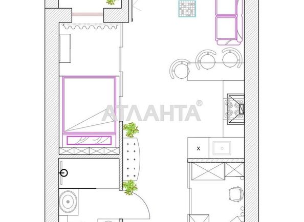 1-room apartment apartment by the address st. Sofievskaya Korolenko (area 37 m²) - Atlanta.ua - photo 2